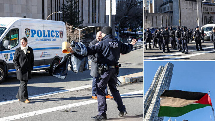 <p>İsrail karşıtı protesto eylemine müdahale eden New York polisi (NYPD) bazı aktivistleri gözaltına aldı.</p>