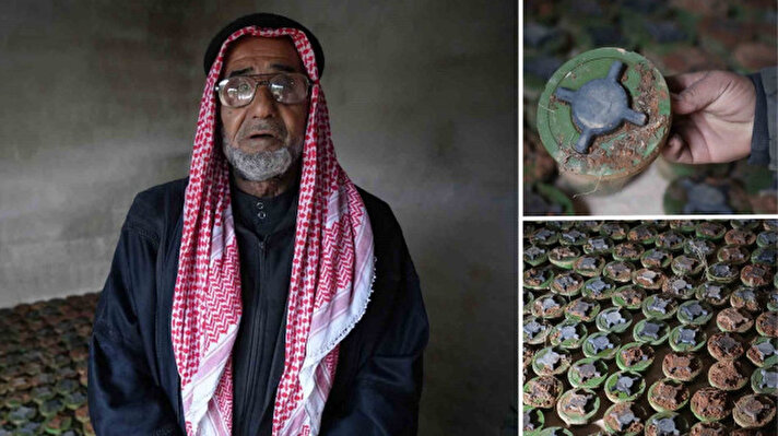 <p>Münbiç'te PKK/YPG terör örgütü tarafından işgal edilen tarlasına 4 yıl sonra dönen adam, zeytin bahçesinde 304 mayınla karşılaştı.</p>