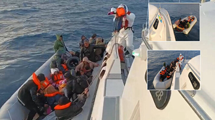 <p>Midilli açıklarında Yunan sahil güvenlik ekipleri mültecilerin lastik botunun motorunu söktüler. Ölüme terk edilen 13'ü çocuk 24 kaçak göçmen Türk Sahil güvenlik ekiplerince kurtarıldı.&nbsp;</p>