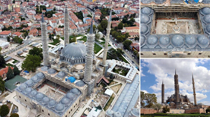 <p>Mimar Sinan'ın 'ustalık eserim' dediği, UNESCO Dünya Kültür Mirası Listesi'ndeki Selimiye Camisi'nde, 25 Kasım 2021'de başlatılan restorasyon çalışmaları sürüyor.&nbsp;</p>