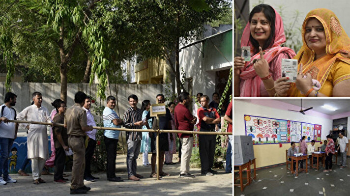 <p>Vatandaşlar Uttar Pradeş eyaletindeki oy merkezlerine gelerek oylarını kullandı.</p>