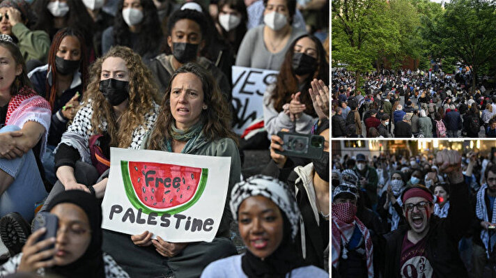<p>İsrail'in Gazze'ye yönelik saldırılarını protesto etmek için protesto gösterisi düzenleyen George Washington Üniversitesi öğrencilerinin eylemleri kampüste devam ediyor.</p>