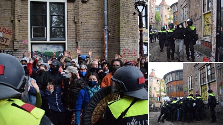 <p>Hollanda'da Amsterdam Üniversitesi (UvA) ve Utrecht Üniversitesinde başlayan eylemlere polis sert şekilde müdahale etti.&nbsp;</p>