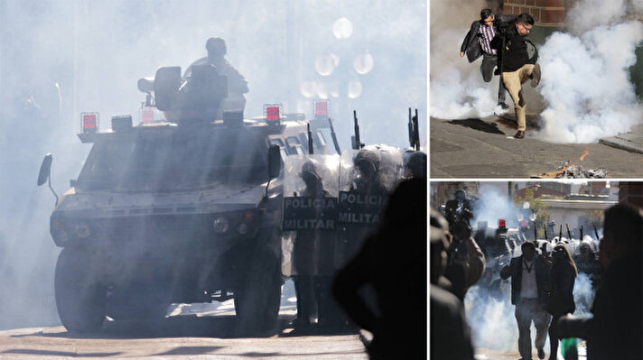 <p>Bolivya Devlet Başkanı Luis Arce'nin, halka yaptığı 'meydanlara çıkın' çağrısının ardından sokağa çıkan halk, askerlere tepki gösterdi.&nbsp;</p>