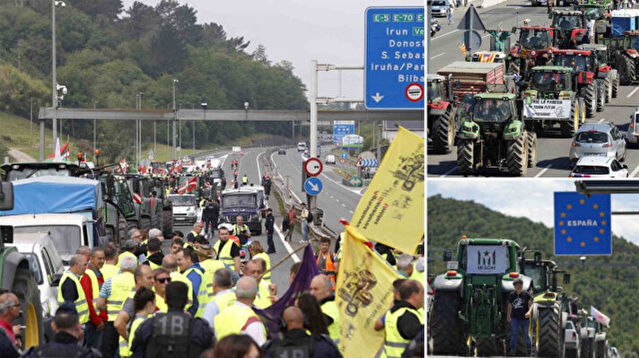 <p>Avrupa'da çiftçi protestoları devam ediyor. 6 ve 9 Haziran arası düzenlenecek olan Avrupa Parlamentosu seçimlerine günler kala İspanyol ve Fransız çiftçiler, AB dışından gelen haksız rekabeti protesto etti.</p>