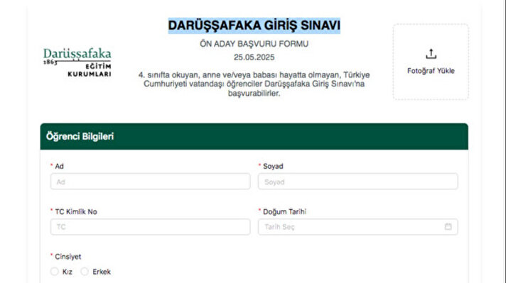 <p>Darüşşafaka giriş sınav 2025 ne zaman?</p>