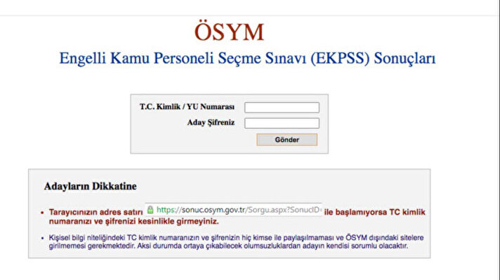 <p>Engelli Kamu Personeli Seçme Sınavı (EKPSS) Sonuçları</p>