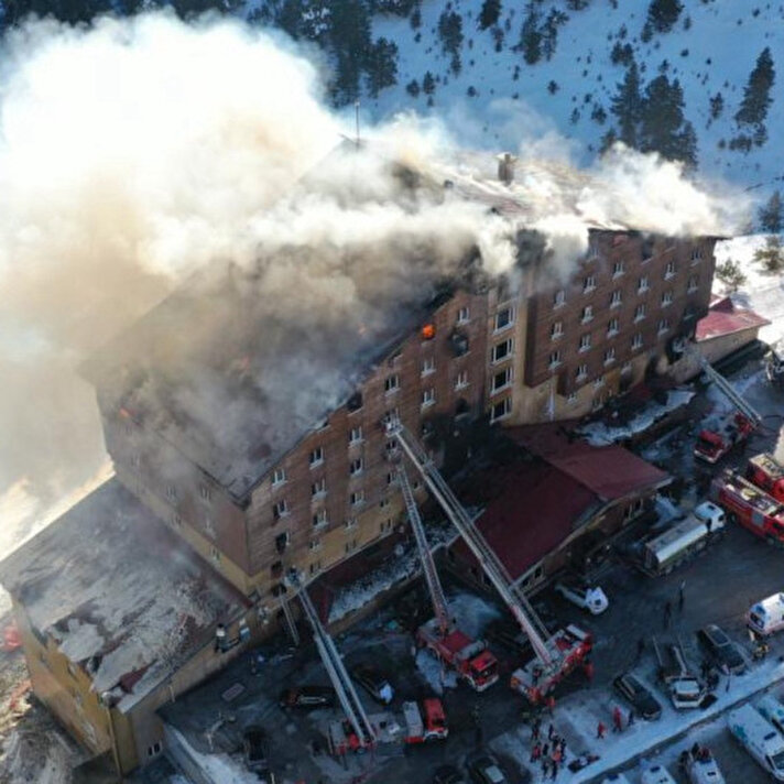 Kartalkaya Kayak Merkezi'nde otel yangını: Otelin içi görüntülendi | Bolu Haberleri