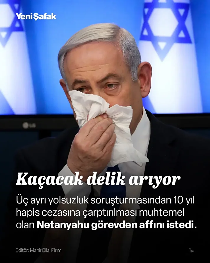 Netanyahu, İsrail mahkemelerinde yargılandığı yolsuzluk ve rüşvet davaları sebebiyle affını istedi. Yargılama sonunda suçlu bulunması halinde 10 yıla varan hapis cezasına çarptırılması muhtemel olan Netanyahu, hakkındaki üç ayrı davadaki suçlamalar karşısında masumiyetinde ısrar ediyor