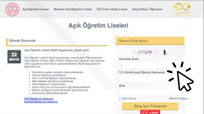 <p>Açık öğretim lisesi&nbsp;AÖL sonuç sorgulama ekranı</p>