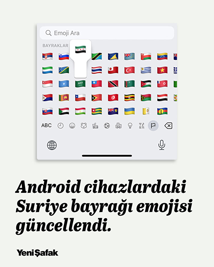 Android cihazlarda Suriye bayrağı emojisi güncellendi