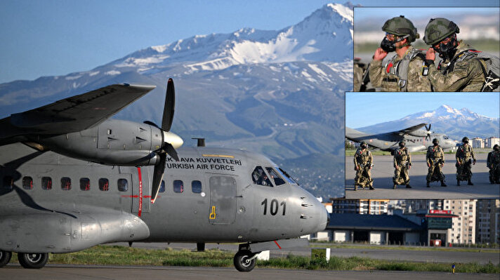 <p>12. Hava Ulaştırma Ana Üs Komutanlığında 12 kişilik komando timi, bugün ise CN-235 CASA tipi uçağa binerek Şehit Teğmen Hasan Bak Atma ve Atlama Sahası'na paraşütle iniş yapıp, operasyon öncesi sahanın güvenliğini aldı.</p>