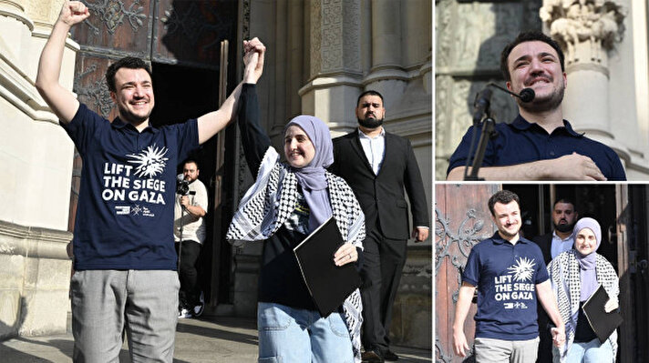 <p>Filistin'e destek gösterilerine öncülük etmesi nedeniyle gözaltına alınan aktivist Mahmud Halil, ABD mahkemesi tarafından serbest bırakılmasının ardından New York'ta basın konferansı düzenledi. Halil'e eşi Noor Abdalla eşlik etti.</p>