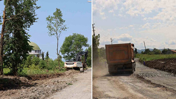 <p>Grup yolu çalışması Samsun Büyükşehir Belediyesi ekipleri tarafından yürütülüyor.</p>