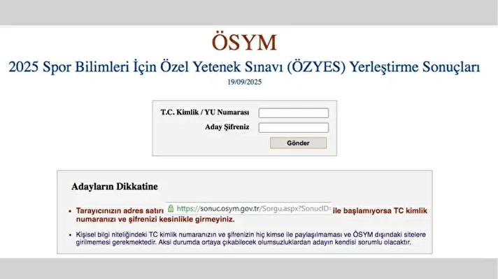 <p><strong><em><u>ÖZYES tercih sonuçları ÖSYM sorgulama sayfası</u></em></strong></p>