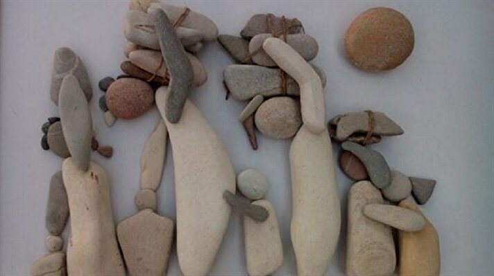 Suriyeli sanatçı sığınmacıların yaşadıklarını taşlarla anlattı
