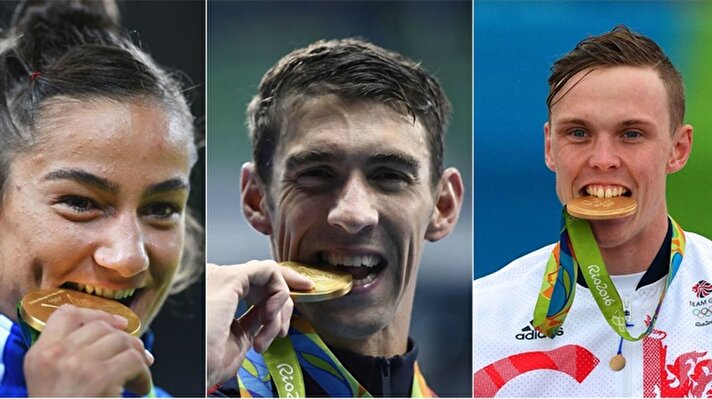 Dünyanın her yerinden olimpiyatlara katılan ve madalya kazanan sporcular kameralara mutlaka kazandıkları madalyayı ısırırken poz veriyor. 
