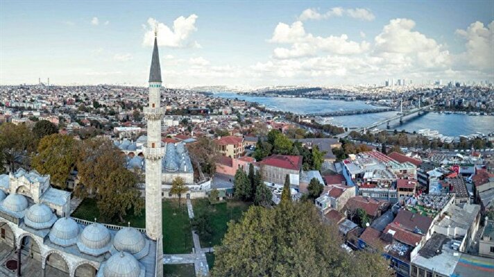 Süleymaniye Camii minaresinden İstanbul manzarası.