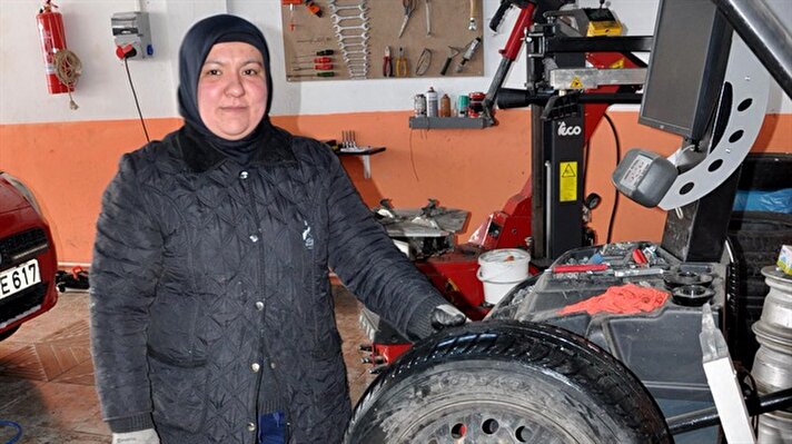 Kadın girişimci, KOSGEB kredisi ile oto lastik tamirhanesi açtı