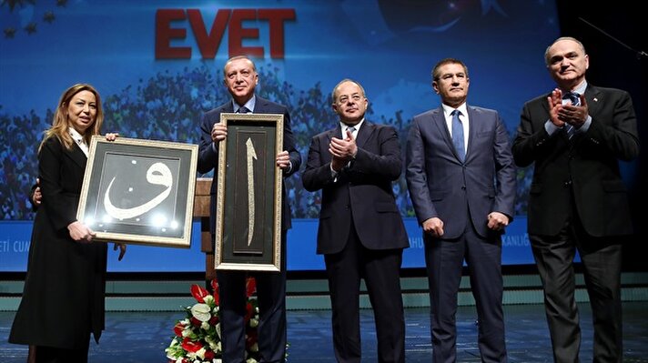 Cumhurbaşkanı Recep Tayyip Erdoğan, Beştepe Millet Kültür ve Kongre Merkezi'nde "Güzel Bir Türkiye İçin Tabii ki Evet" programına katıldı.
