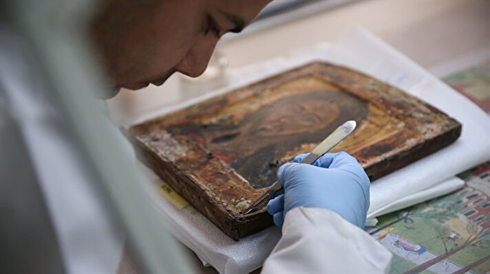 Conservation works on historical icons of Hagia Sophia