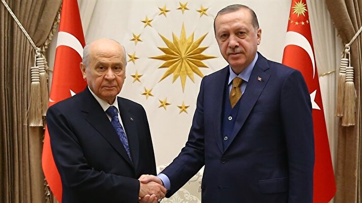 Cumhurbaşkanı Recep Tayyip Erdoğan, MHP Genel Başkanı Devlet Bahçeli'yi kabul etti.