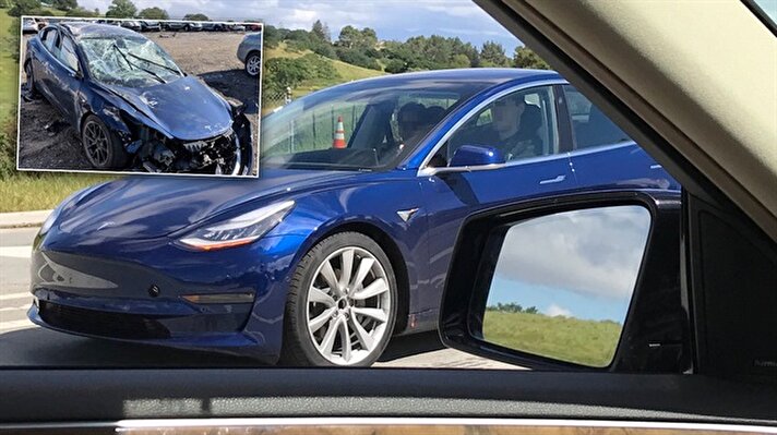 Elon Musk'ın CEO'su olduğu Tesla'ya ait Model 3, ilk kez aracın takla attığı bir kazaya karıştı. 