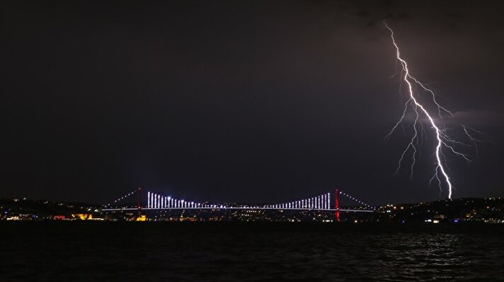 Lightning illuminates Istanbul's night sky
