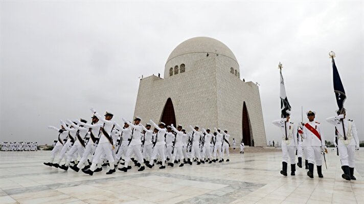 Members of the Pakistan's Naval force march