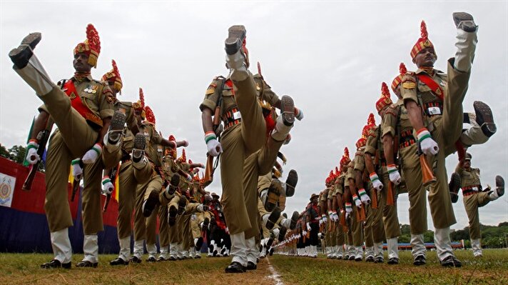 Border Security Force (BSF) soldiers march
