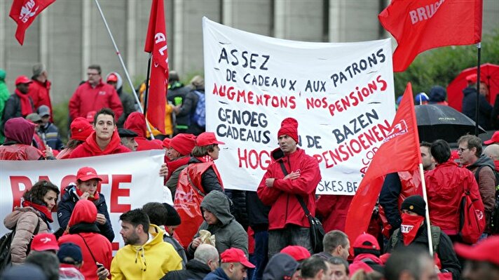 Protest in Belgium against government's pension reform