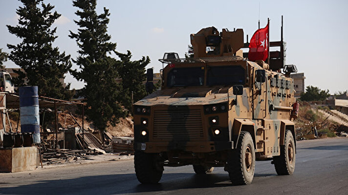 Turkish military armoured vehicles are deployed to the observations point in Idlib, de-escalation zone, Syria on August 22, 2019.
