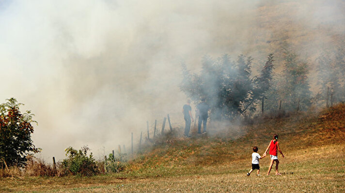 Serdivan İlçesine bağlı Esentepe Mahallesi Sivritepe Caddesi üzerinde bulunan ormanlık alandaki otluk kısım, bilinmeyen bir nedenle yanmaya başladı.
