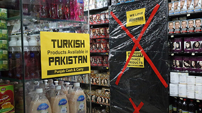 Supermarkets across Pakistan took part in the global initiative to boycott French products in protest of President Emmanuel Macron's blasphemous remarks against Islam, urging people to support Turkish goods instead.