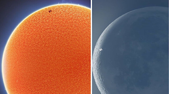ABD'nin Kaliforniya eyaletinde yaşayan fotoğrafçı Andrew McCarthy, birbirinden birkaç gün arayla çektiği fotoğraflarda ISS'in, Güneş'in ve Ay'ın önünde geçtiği anları yakaladı. 