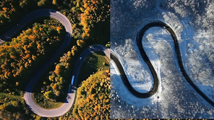 Mart ayıyla birlikte her ne kadar bahar aylarına girilmiş olsa da Uludağ’da kar kalınlığı 1 metre 40 santimetre olarak ölçüldü.
Doğa ve yaban hayat fotoğrafçısı Samet Asutay’ın drone ile çektiği İnegöl ilçesi ile Kütahya’nın Domaniç ilçesi arasındaki yolda iki mevsim arasındaki geçiş montajlanınca ortaya muhteşem görüntüler çıktı.