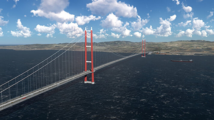Barındırdığı özellikler itibarıyla "simgelerin köprüsü" diye anılan, mühendisliğindeki ince detayları ile dünyanın en uzun orta açıklıklı köprüsü olacak dev yapının inşaat çalışması hızla devam ediyor.