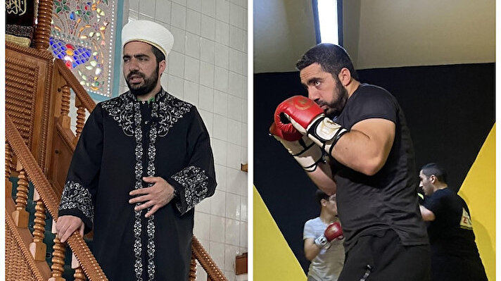 Gaziosmanpaşa Üretmen Camii’nde imamlık yapan Hadin Yılmaz, arta kalan zamanlarında boks antrenörlüğü yapıyor. 