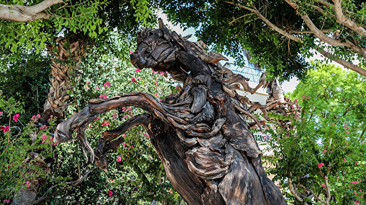 Önceki yıllarda Cumhurbaşkanlığı Külliyesi'nde düzenlenen 'Atıktan Sanata' başlıklı sergiye 6 heykeliyle katılan, iş insanları Rahmi Koç'un evi için kartal, Ali Koç'un ofisine de at heykeli yapan Antalyalı sanatçı Adnan Ceylan, Manavgat yangınını geri dönüşüm sanatıyla birleştirmek için harekete geçti. Yangın sonrası topladığı geride kalan ağaç ve odun parçalarından 4,5 metre uzunluğunda, 250 kilo ağırlığında, şaha kalkmış at figürü yapan Ceylan, yangın sonrası doğanın uyanışını simgelediğini kaydetti. 