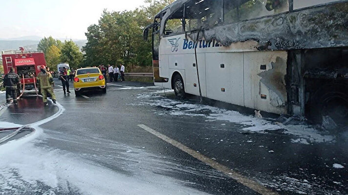 Bursa’nın Kestel ilçesinde yolcu otobüsünde çıkan yangın söndürüldü.
