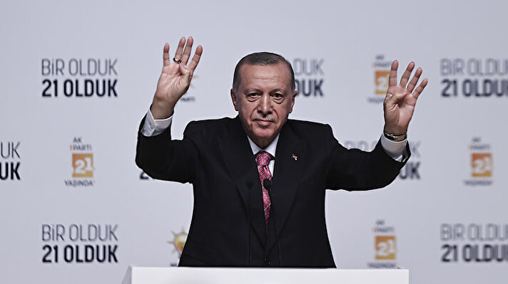 Cumhurbaşkanı ve AK Parti Genel Başkanı Recep Tayyip Erdoğan, ATO Congresium'da AK Parti 21. Kuruluş Yıl Dönümü Programı'na katıldı.