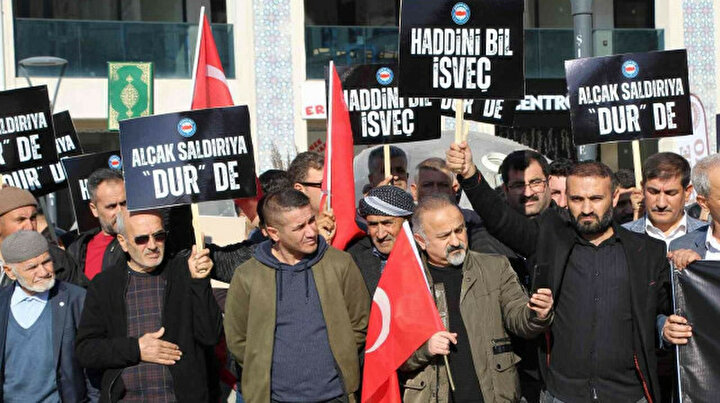 Manifestation contre la Suède dans la ville de Sirnak à l'Est de la Turquie, lundi 23 janvier. Crédit photo : IHA