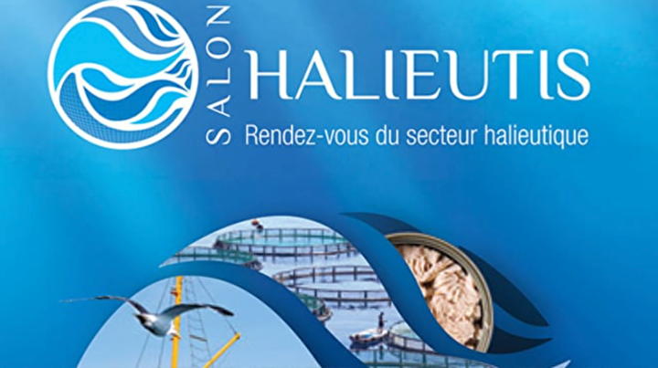 Affiche du salon Halieutis qui se tiendra du 1er au 5 février 2023 à Agadir, au Maroc. @ SalonHalieutis