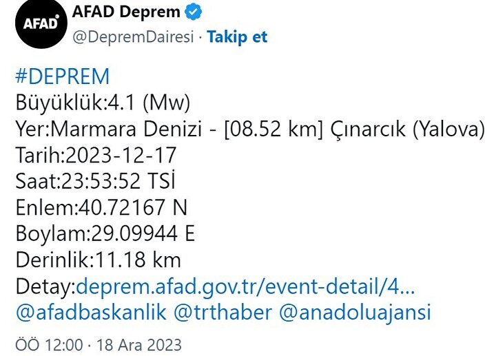 Marmara'da Deprem Mi Oldu: İstanbul'da Deprem Oldu Mu, Saat Kaçta ...