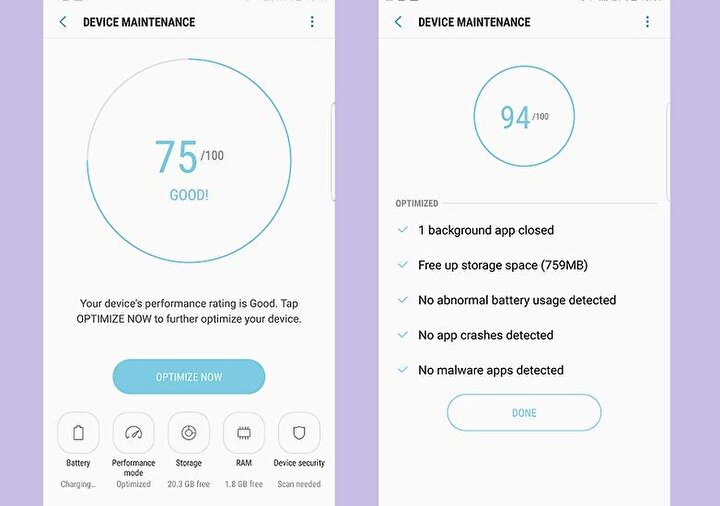 Samsung cephesinde halihazırda yer alan Device Maintenance uygulaması da bu yeni sistemle entegre şekilde çalışacak.