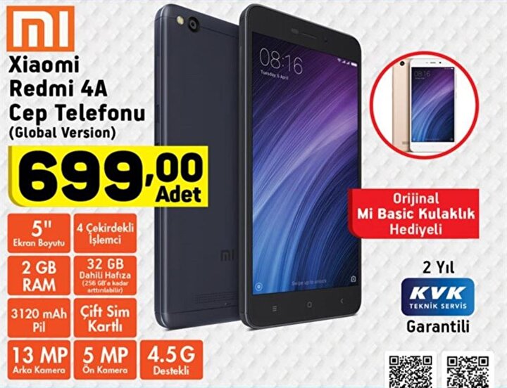 a101 699 tl ye xiaomi redmi 4a akilli