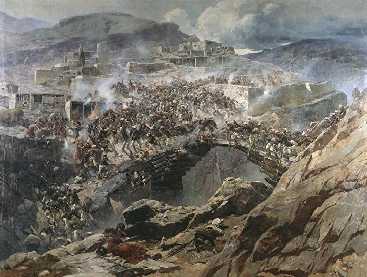 Rus ressam Franz Alekseyevich Roubaud'ın gözünden Kafkas halkları ve Çarlık askerlerinin çetin mücadelesi.