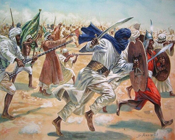 Mehdi'nin ordusunu tasvir eden bir resim.