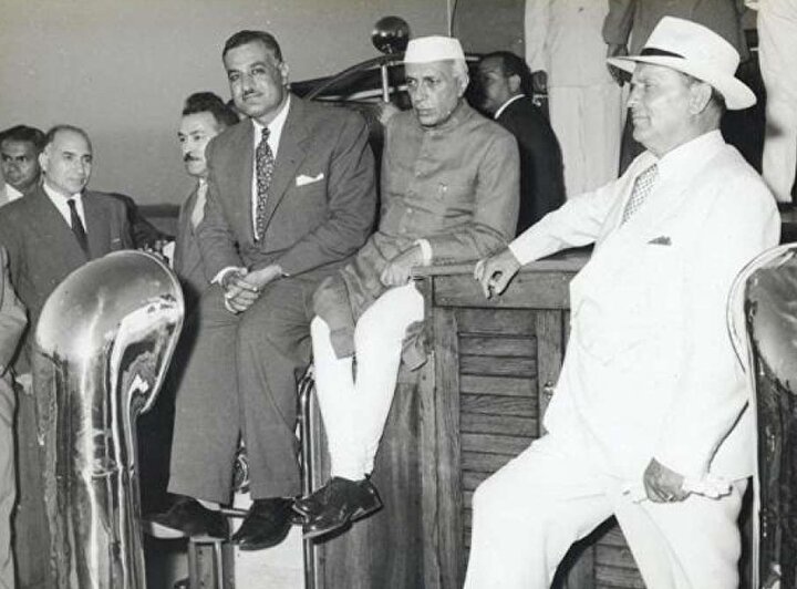 Mısır Cumhurbaşkanı Cemal Abdunnâsır, Hindistan Başbakanı Cavaharlal Nehru ve Tito, Belgrad'da, 1961.