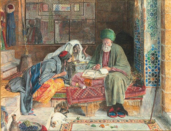 John Frederick Lewis ''Arap kâtip'' adlı tablosundaki kâtibin eskizi Bursa gezisi sırasında çizilmiş olmasına rağmen Lewis çalışmasını tablolaştırırken onu bir Arap olarak resmetti ve manzaraya iki kadın ekledi.